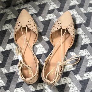 MIA tan lace-up ballet flats